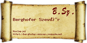 Berghofer Szevér névjegykártya
